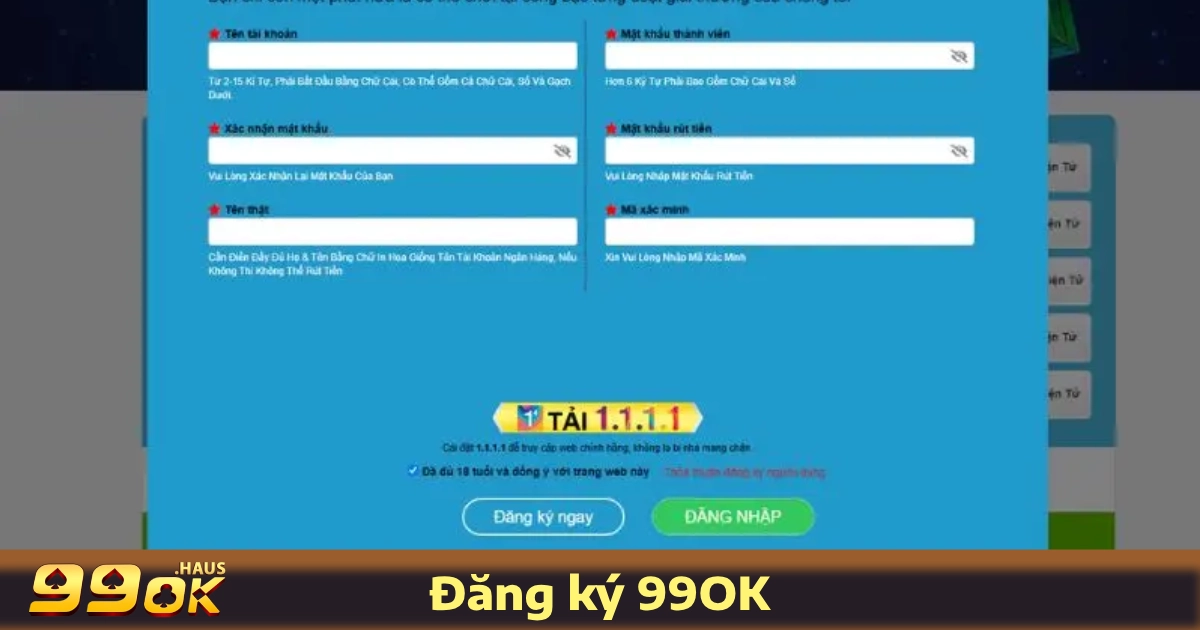 Đăng Ký 99OK 2 Hướng dẫn đăng ký 99OK